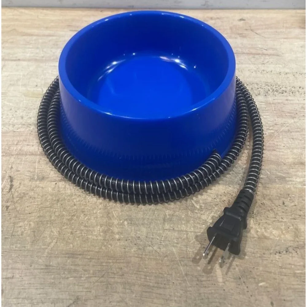 1 Quart Plastic Heated Pet Bowl Anti Chew Cord 25 Watts Power Rabbits Dogs Cats